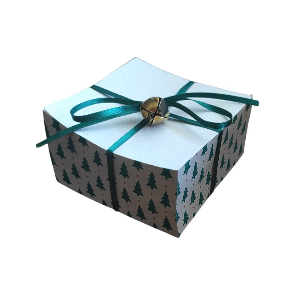 Holiday Christmas Tree Notepad with Bow and Bell on Top (Gift/Present)